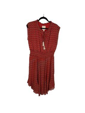 McGinn Anthropologie Women 10 Red Sailboat Print Nautical Sleeveless Dress